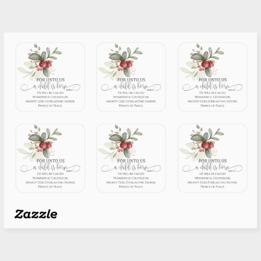 私たちへ子供はイザヤ生まれア9聖書聖書である スクエアシール (シート)