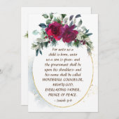 私たちへ子供はイザヤ生まれー9:6クリスマスフラット シーズンカード (正面/裏面)