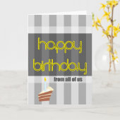 私たちみんなからのお誕生日おめでとう 黄色 グレー カード (黄色い花)