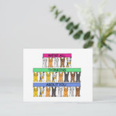 私たちみんなが応援しているよ カートゥーン猫たち ポストカード (スタンド正面)