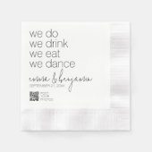 私たちも飲んで 食べて 踊ろう - 現代のウェディング 縁ありカクテルナプキン (正面)