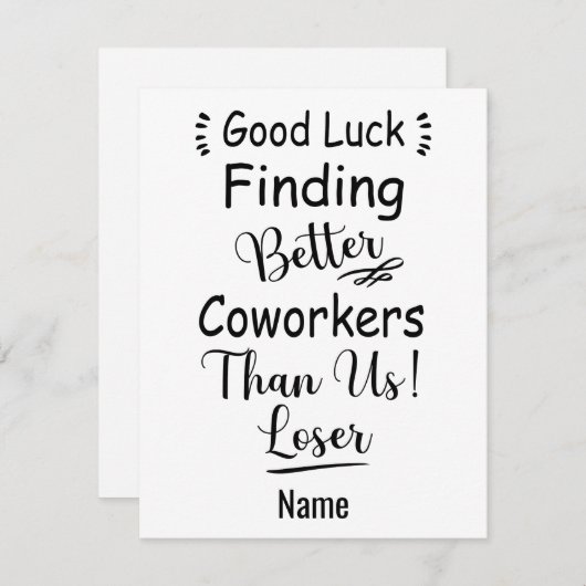 私たちより良い同僚を見つけることが幸運 シーズンカード (正面/裏面)