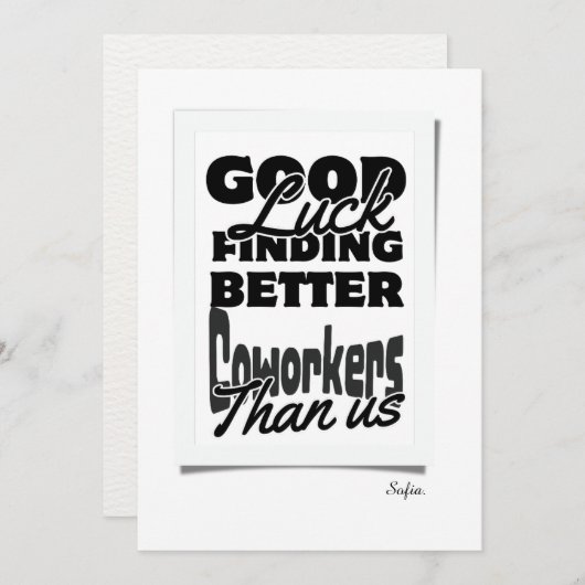 私たちより良い同僚を見つけるのが幸運だ! サンキューカード (正面/裏面)