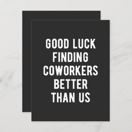 私たちより良い同僚を見つけるのが幸運 サンキューカード (正面/裏面)
