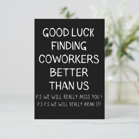 私たちより良い同僚を見つけるのが幸運 サンキューカード (スタンド正面)