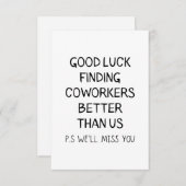 私たちより良い同僚を見つけるのが幸運 サンキューカード (正面/裏面)