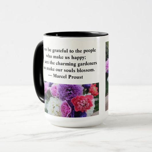 私たちを幸せにする人々に感謝しよう マグカップ (正面左)