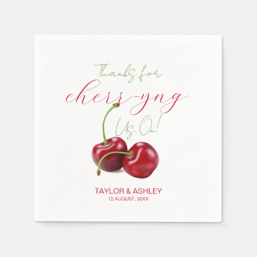 私たちを応援オンさくらんぼフルーツ スタンダードカクテルナプキン (正面)