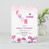 私たちを愛して フォー キラキラ ４歳 ピンク 誕生日パーティー 招待状 (スタンド正面)