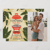 私たちを祝う BBQ カップルシャワーの庭園での写真 招待状 (正面/裏面)