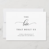 私たちを築いた愛のカードストック テーブル サイン (正面)