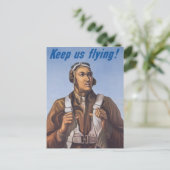 私たちを飛び続けよう! ヴィンテージのアフリカ系アメリカ人WW2パイロット ポストカード (スタンド正面)