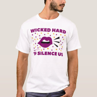 私たちを黙らせるのは難しいパープル/イエローTシャツ Tシャツ