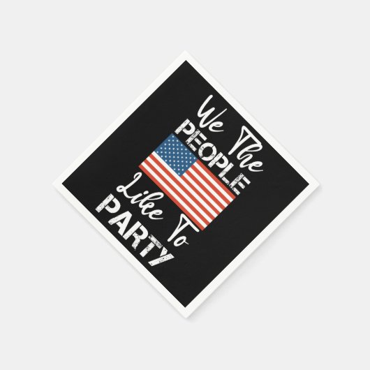 私たちアメリカ人はパーティーが好き 愛国的な7月4日 スタンダードカクテルナプキン (角)