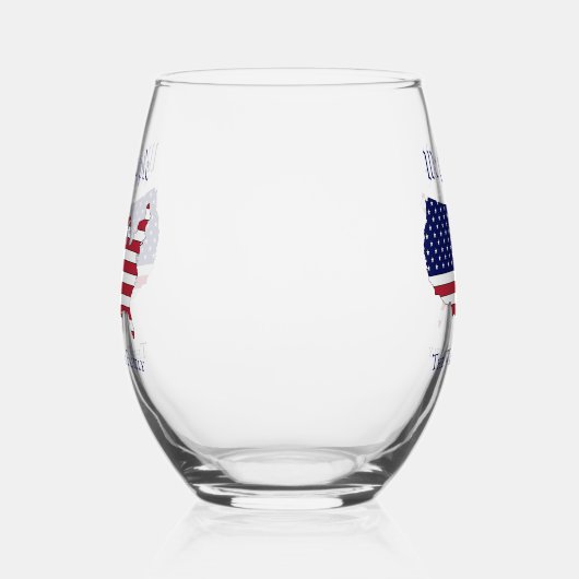 私たちアメリカ合衆国の人々ストライプ星マップ家族の名前Wt ステムなしワイングラス (左)