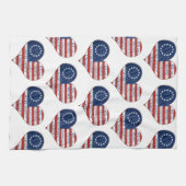 私たちアメリカ国旗のハートキッチンタオル キッチンタオル (横)