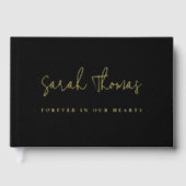 私たちエレガントのハートで永遠にスクリプト葬儀ブラック ゲストブック (正面)