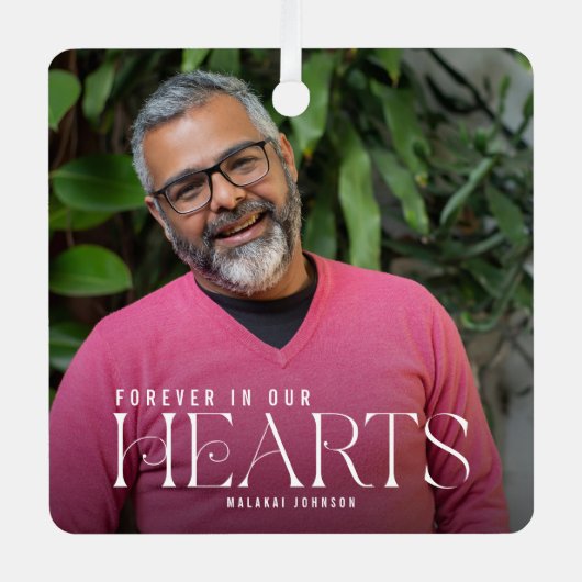 私たちエレガントのハートで永遠Photo Keepsake メタルオーナメント (正面)