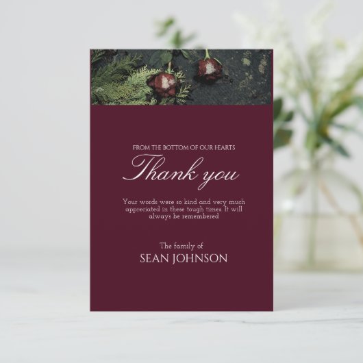 私たちエレガントのハートの葬儀で永遠にブルゴーニュ サンキューカード (スタンド正面)