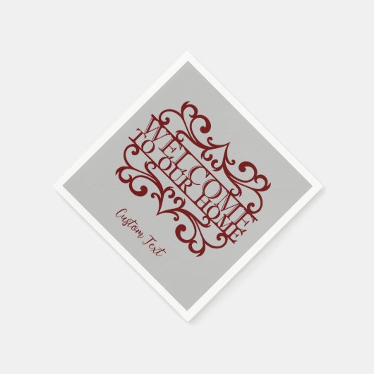 私たちエレガントのホーム引用文ブルゴーニュへようこそ スタンダードカクテルナプキン (角)