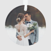 私たちエレガントの初めてのクリスマスはミスター・アンド・ミセスの2写真 オーナメント (裏面)