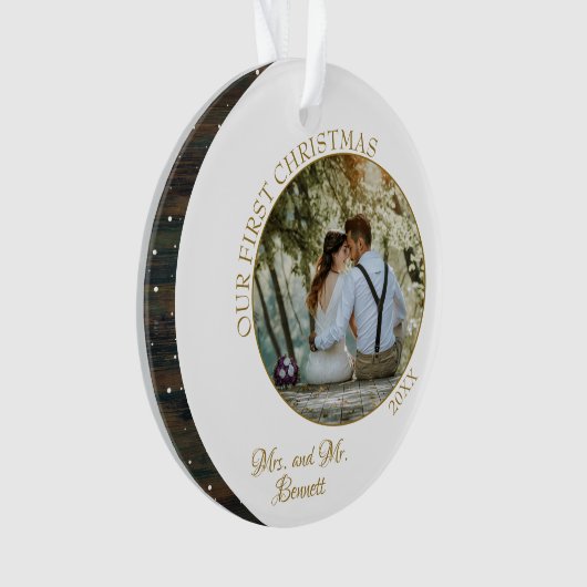 私たちエレガントの初めてのクリスマスは写真さん オーナメント (正面)