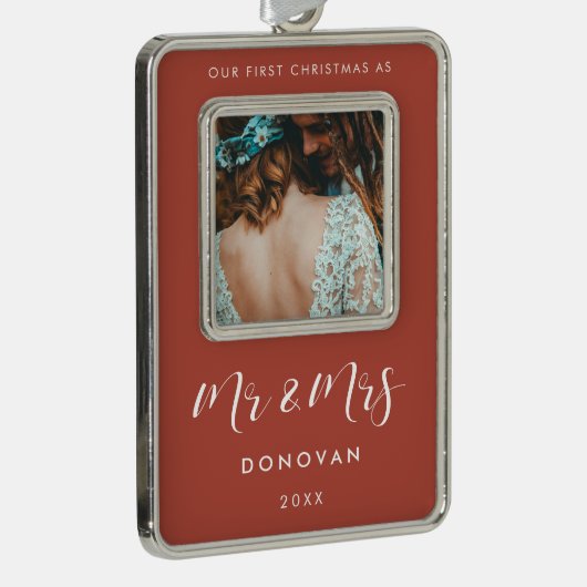 私たちエレガントの初めてのクリスマスは写真さん&ミセス シルバープレートフレームオーナメント (右)