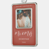 私たちエレガントの初めてのクリスマスは写真さん&ミセス シルバープレートフレームオーナメント (左)