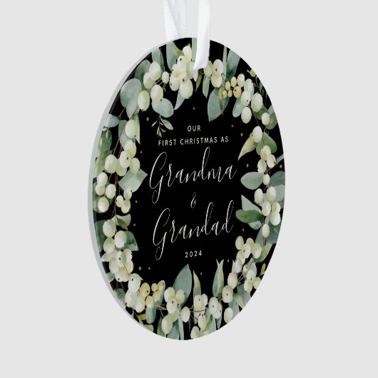 私たちエレガントの初めてのクリスマスは祖父母の写真 オーナメント (正面)