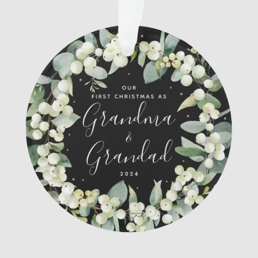 私たちエレガントの初めてのクリスマスは祖父母の写真 オーナメント (正面)