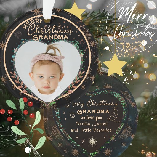 私たちエレガントの初めてのクリスマスは祖父母の写真 オーナメント