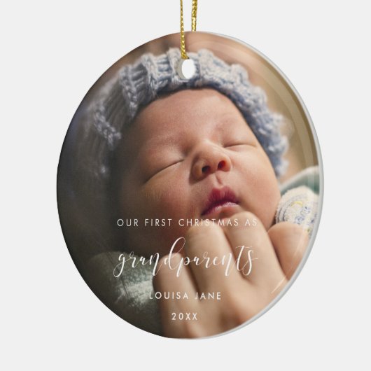 私たちエレガントの初めてのクリスマスは祖父母 セラミックオーナメント (左)