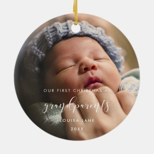 私たちエレガントの初めてのクリスマスは祖父母 セラミックオーナメント (裏面)