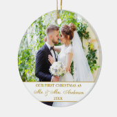 私たちエレガントの初めてのクリスマスホワイト金ゴールド2写真 セラミックオーナメント (左)