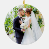 私たちエレガントの初めてのクリスマスホワイト金ゴールド2写真 セラミックオーナメント (裏面)