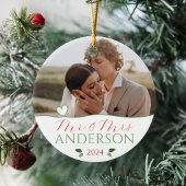 私たちエレガントの初めてのクリスマス結婚式の結婚した写真 セラミックオーナメント