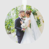 私たちエレガントの初めてのクリスマス金ゴールドホワイト2写真 オーナメント (裏面)