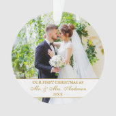 私たちエレガントの初めてのクリスマス金ゴールドホワイト2写真 オーナメント (正面)