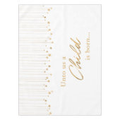 私たちエレガントの子供は生まれ金ゴールド白のクリスマス テーブルクロス (正面)