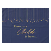 私たちエレガントの子供は生まれ金ゴールド青のクリスマス テーブルクロス (正面(横))