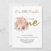 私たちエレガントの小さなかぼちゃの最初の誕生日 招待状 (正面)