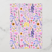 私たちエレガントの小さな野花の女の子ファースト誕生日 箔招待状 (裏面)