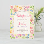 私たちエレガントの小さな野花ガールファースト誕生日 招待状 (スタンド正面)