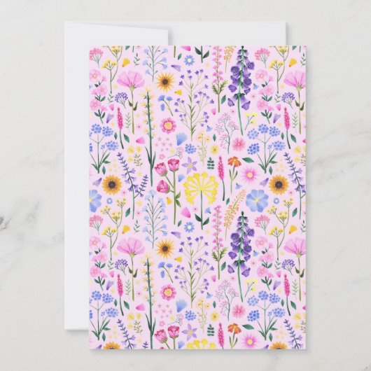 私たちエレガントの小さな野花ガールファースト誕生日 招待状 (裏面)