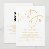 私たちエレガントはゴールデンスクリプトQRコード結婚の 招待状 (正面/裏面)