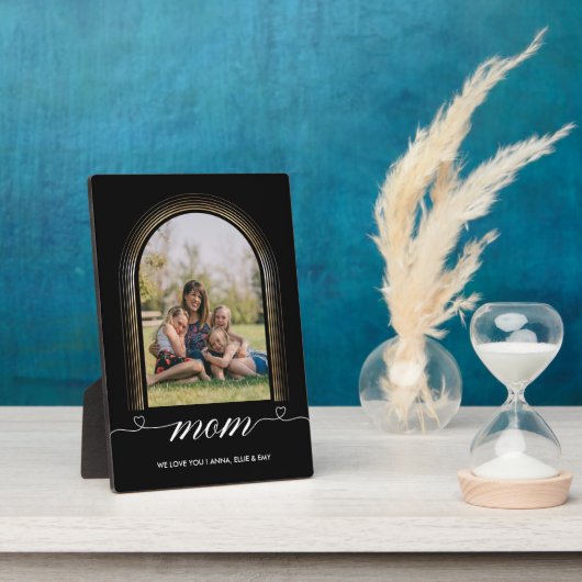 私たちエレガントはママを愛してパーソナライズされたるカスタム フォトプラーク (側面)