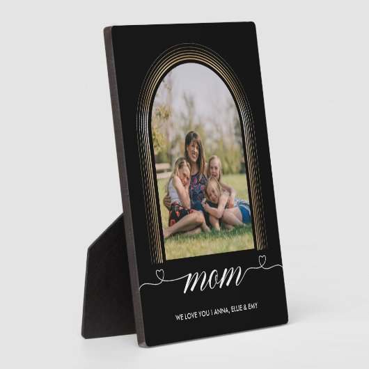 私たちエレガントはママを愛してパーソナライズされたるカスタム フォトプラーク (側面)