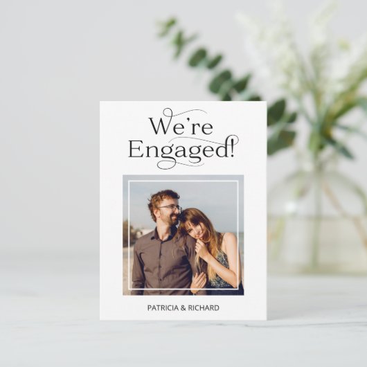 私たちエレガントは婚約婚約した発表 ポストカード (スタンド正面)