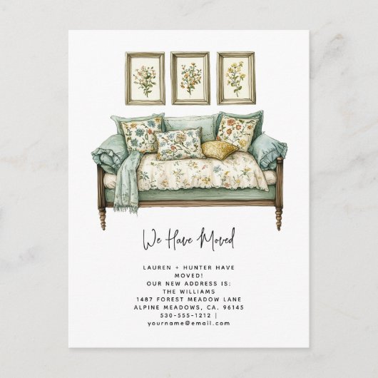 私たちエレガントは水の色のフローラを移動した 案内ポストカード (正面)