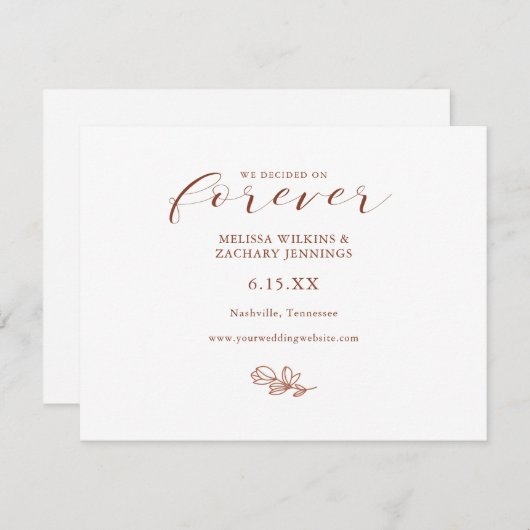 私たちエレガントは永久に日付カードを保存することに決めた セーブザデート (正面/裏面)